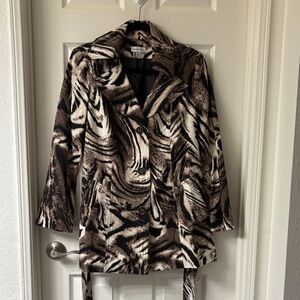Susan Graver Brown and Cream Patterned Trench Coat